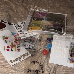 Vibrant Celebration Party scrap book supplies. Clear covers, stickers, etc.